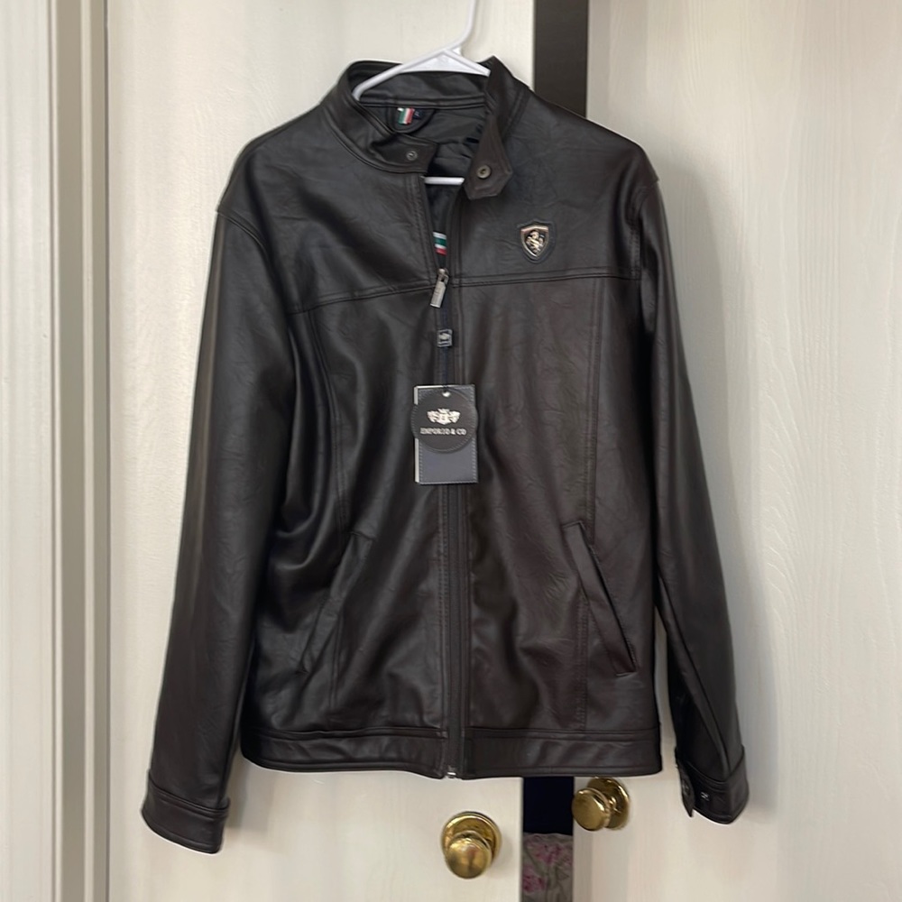 Emporio & Co Faux Leather Jacket in Brown NWT